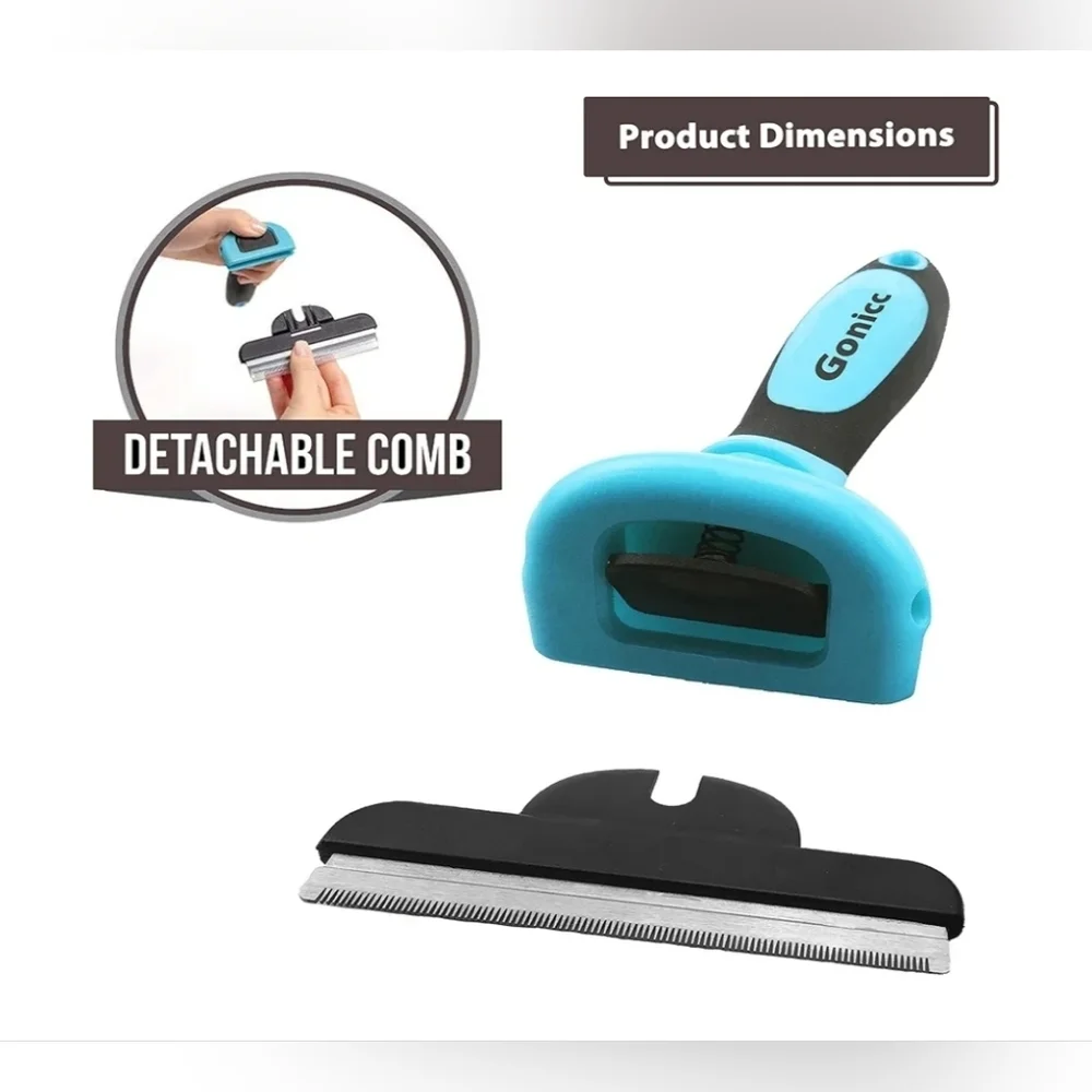 Gonicc NIP Blue Professional 4in Stainless Steel DeShedding Pet Comb Tool